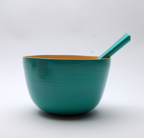 Turquoise bambou salad bowl 30cm without servers - Saladier H.18cm sans couverts